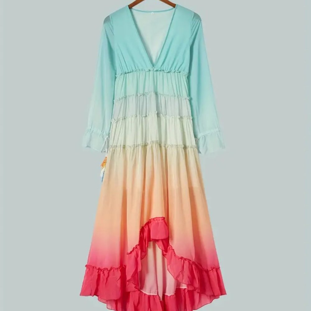 🎊Host Pick🎊Bohemian Ombre Print Maxi Dress/ Beach Cover~Up. NWT - Picture 7 of 7